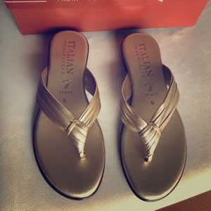 Gold sandals. NEVER WORN